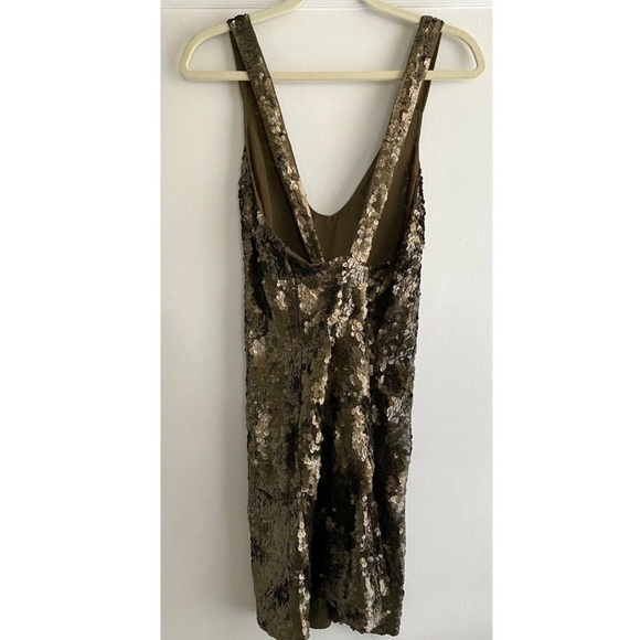 NWT $270 French Connection Sleeveless Bronze Sequin Cocktail Mini Dress Size 10 - Picture 6 of 7